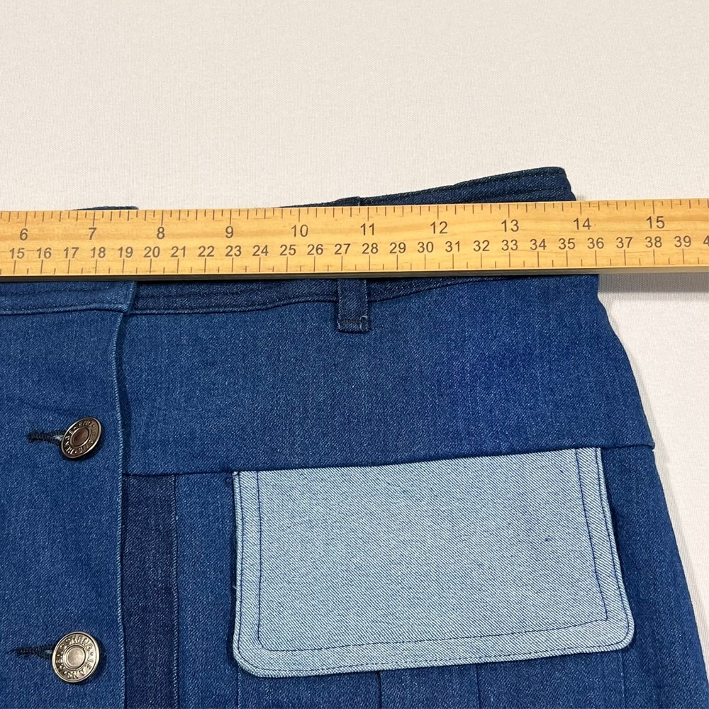 Gracia Skirt Blue Patchwork Denim Button Front Western Midi Women's Small - Picture 4 of 10